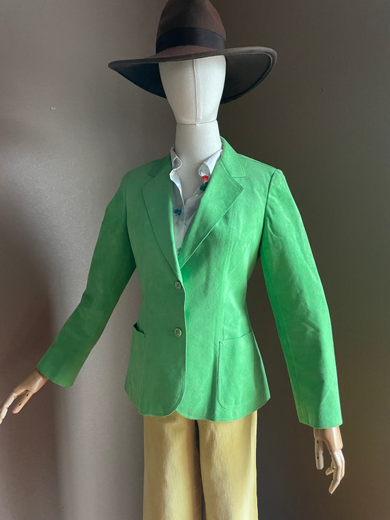 Vintage 70s ultrasuede kelly Green Blazer jacket … - image 3