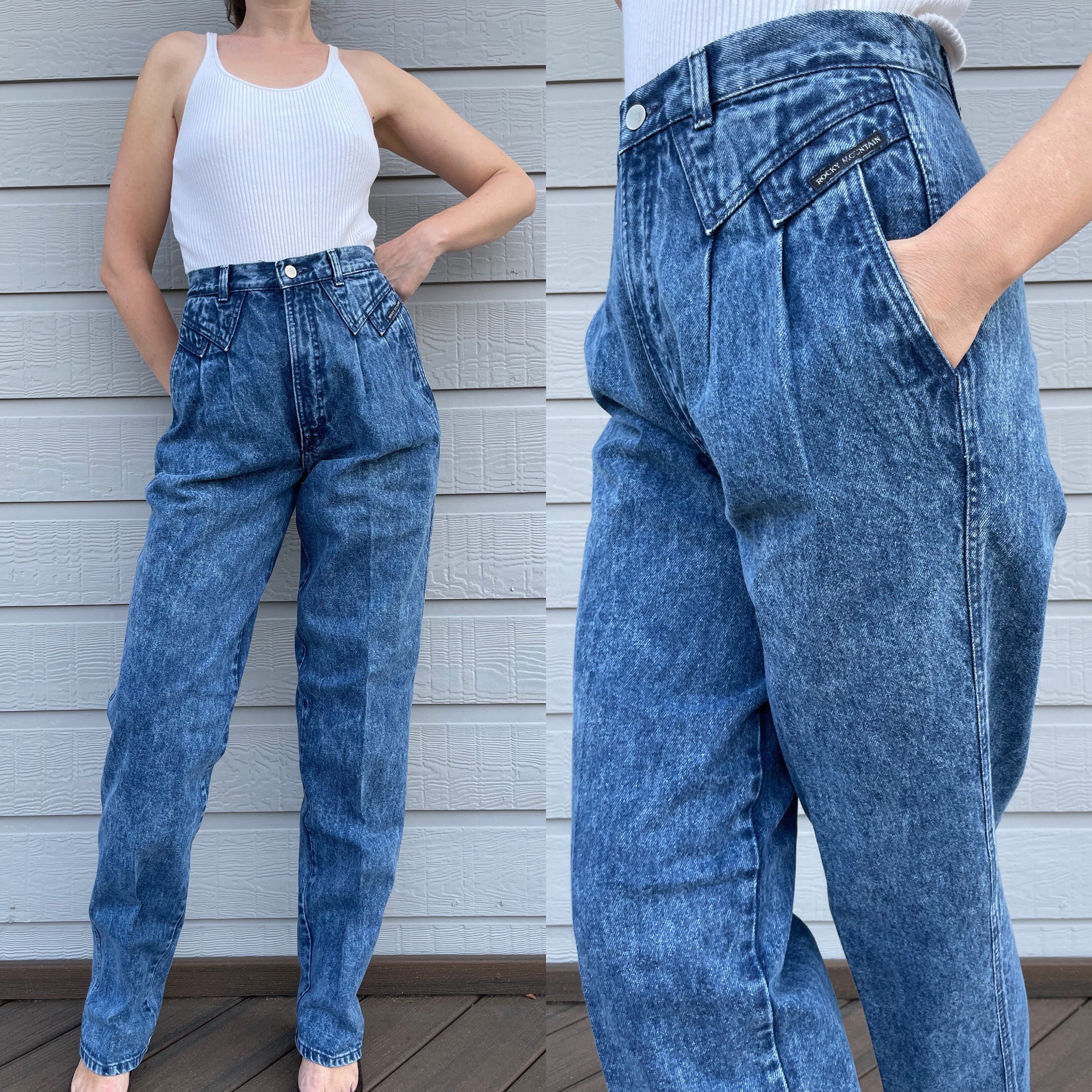 Vintage Mountain Jeans 80s 90s High Pleated Waist - Etsy