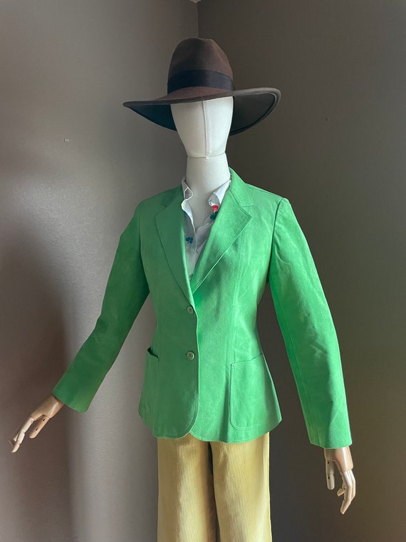 Vintage 70s ultrasuede kelly Green Blazer jacket … - image 4