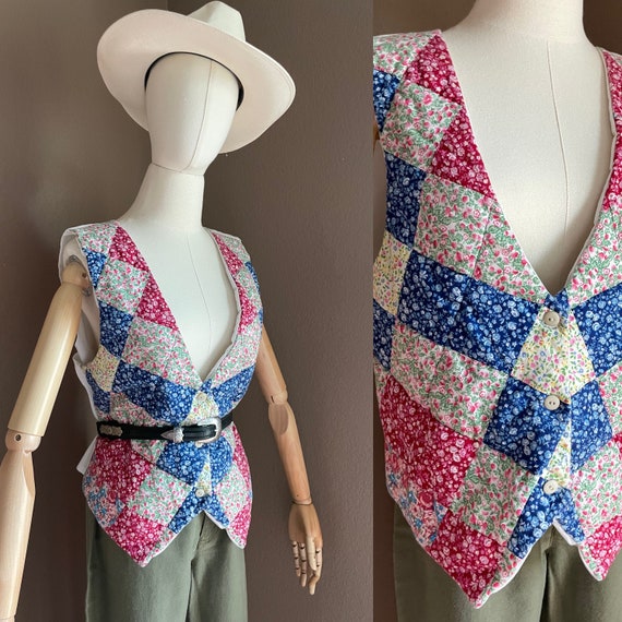 Vintage patchwork quilted Vest - image 1