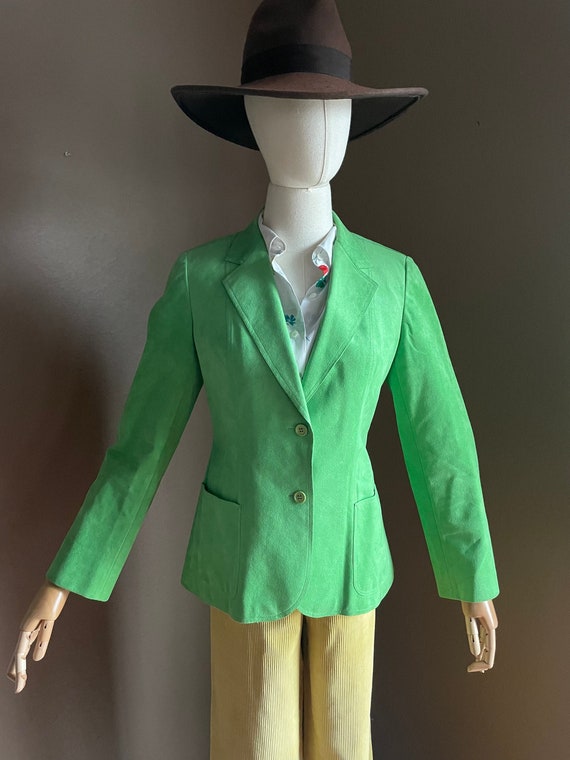 Vintage 70s ultrasuede kelly Green Blazer jacket … - image 1