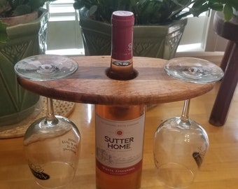 Handcrafted Oak & Walnut Wine Butler, Wine Caddy