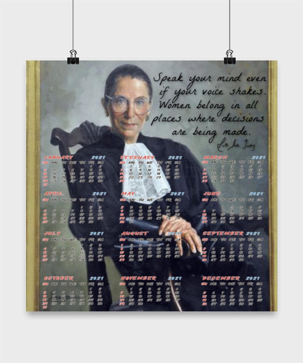 Ruth Bader Ginsburg Calendar 2021 Laminated Protected | Etsy