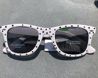 Limited Edition Hand Painted Sunglasses! acrylic style fashion eyewear! White with black polka dots! Great for summer! So chic!