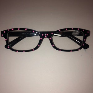 Polka Dot collection Hand Painted Reading Glasses! Pink polka dots! acrylic style fashion eyewear trendy readers funky fun glasses