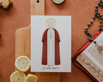 San Juan Pablo II / Estampa del santo / Lámina del santo / Regalo católico