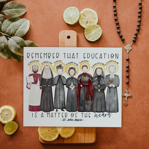 Teacher Saints | Saint Print | Saint Card | Catholic Gift | Teacher Gift