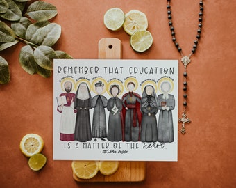 Teacher Saints | Saint Print | Saint Card | Catholic Gift | Teacher Gift