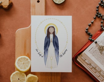 Our Lady of the Rosary | Mary | Saint Print | Saint Card | Catholic Gift