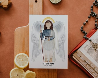 Saint Raphael | Saint Raphael the Archangel | Saint Print | Saint Card | Catholic Gift