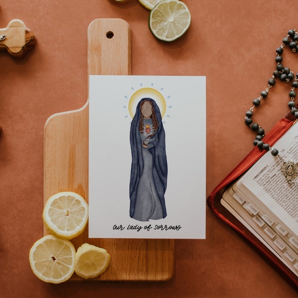 Our Lady of Sorrows | Mary | Saint Print | Saint Card | Catholic Gift
