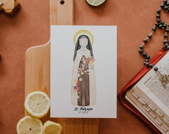 Santa Teresa de Lisieux / Lámina de la santa / Tarjeta de la santa / Regalo católico
