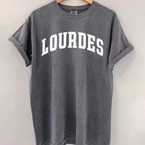 Lourdes T-Shirt Catholic T-Shirt Saint T-Shirt Catholic Gift Grey