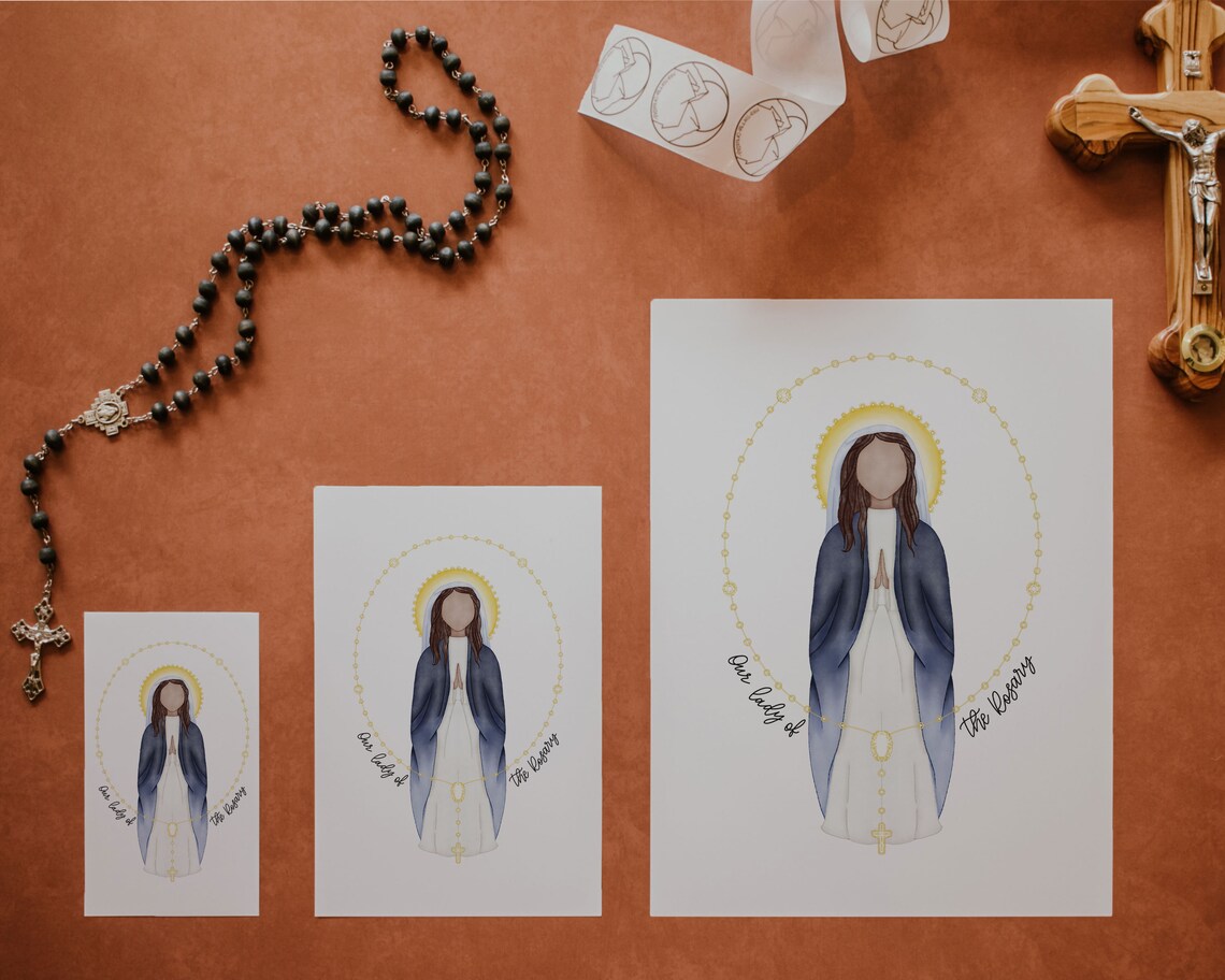 Our Lady of the Rosary Mary Saint Print Saint Card - Etsy