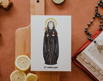 Saint Walburga | Saint Card | Saint Print | Catholic Gift
