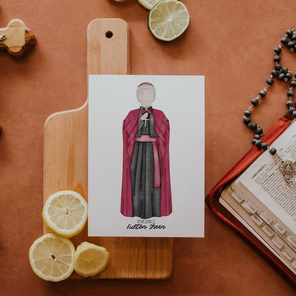 Fulton Sheen | Venerable | Saint Print | Saint Card | Catholic Gift