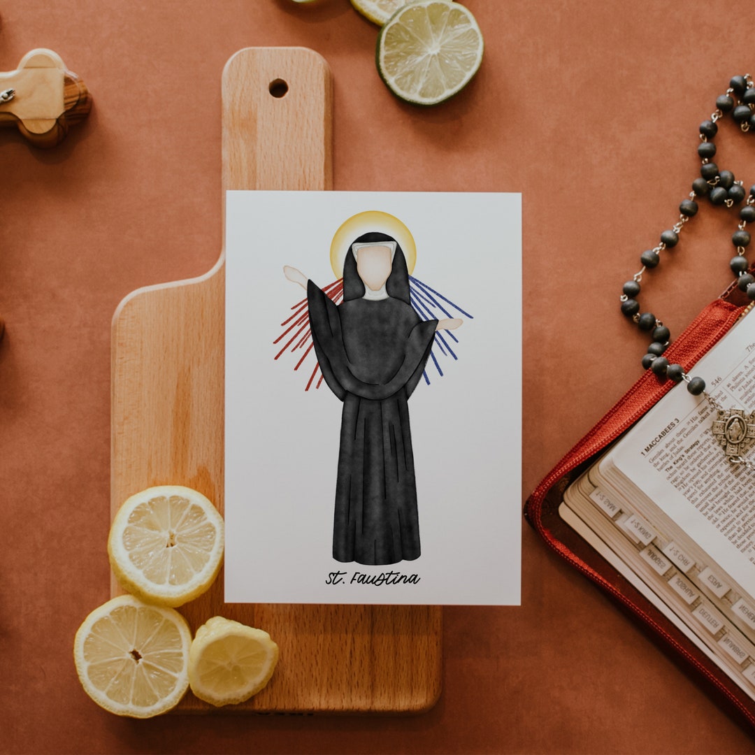 Saint Faustina | Divine Mercy | Saint Print | Saint Card | Catholic ...