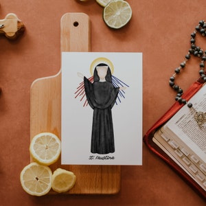 Saint Faustina | Divine Mercy | Saint Print | Saint Card | Catholic Gift