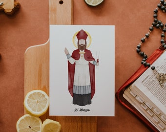 Saint Blaise | Saint Card | Saint Print | Catholic Gift