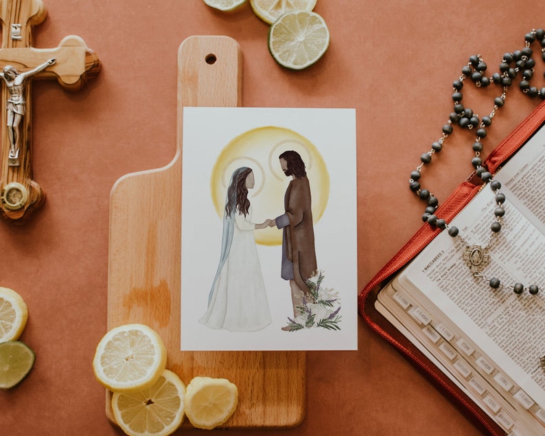 Holy Spouses Saint Print Saint Card Catholic Gift image 1