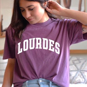 Lourdes T-Shirt Catholic T-Shirt Saint T-Shirt Catholic Gift Berry