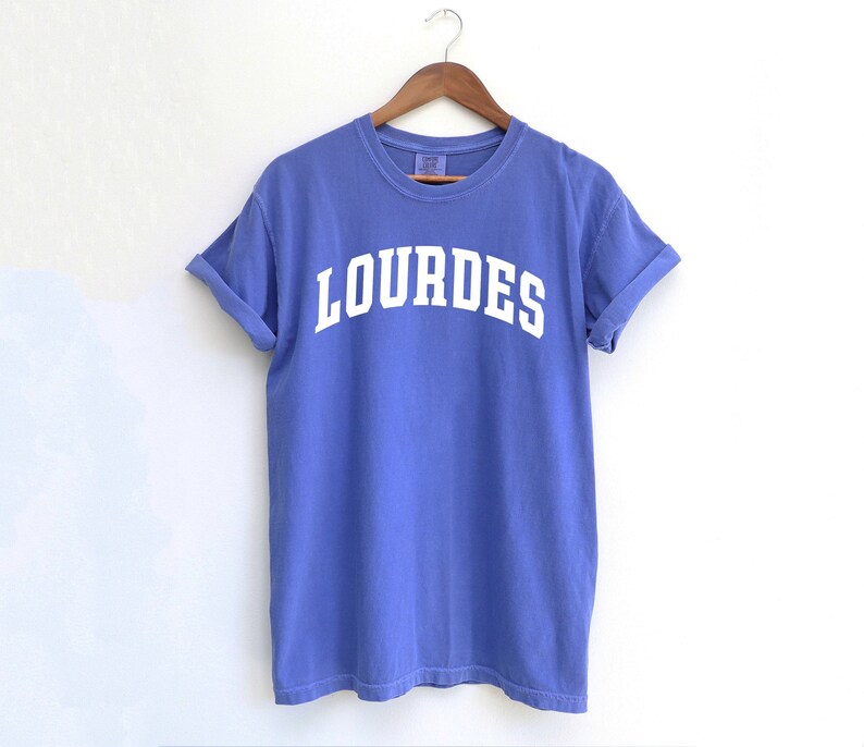 Lourdes T-Shirt Catholic T-Shirt Saint T-Shirt Catholic Gift Flo Blue