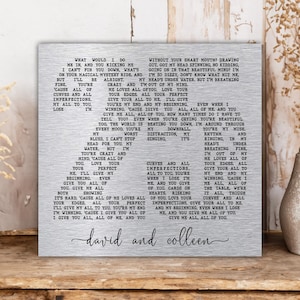 Cadeau d'anniversaire de mariage 25 ans, cadeaux 25e anniversaire, pour mari, pour femme, cadeau d'anniversaire en argent, enseigne paroles en métal, art mural paroles