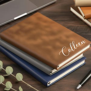 Personalized Leather Journal - Custom Leatherette Lined Notebook with Name
