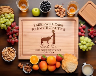 Hog Buyer Gift Cutting Board – Raised with Care Sold with Gratitude – County Fair Livestock Thank You – Personalized Auction Buyer Gift