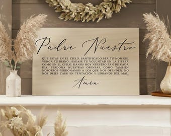 Letrero de madera de Padre Nuestro, letrero de Padre Nuestro en español, arte mural de oración, letrero de madera católico, regalos cristianos, regalos católicos, decoración de pared mexicana