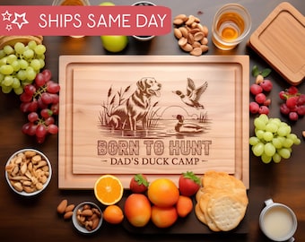 Tabla de cortar de caza de patos personalizada, regalo de labrador retriever personalizado para papá, abuelo, cazador, regalo del Día del Padre, decoración rústica de cocina