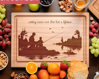 Custom Father's Day Gift, Fish Cutting Board, Personalized Fisherman Gift, Dad Gift, Fishing Father's Day Gift for Grandpa, Gift from Son