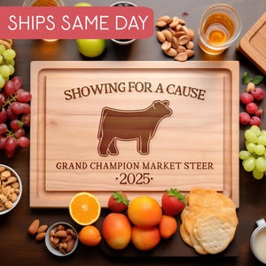 Grand Champion Steer Award Cutting Board - Livestock Show Gift, Custom Stock Show Award, County Fair Exhibitor Gift, 4H & FFA Award