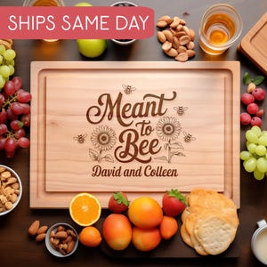 Personalized Bee Cutting Board, Unique Wedding Gift, Meant to Bee Maple Board, Gift for Couple, Custom Engraved Charcuterie Board
