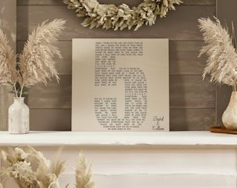 Wedding Song Lyrics Gift, 5th Anniversary Gift for Her, 5th Anniversary Gift for Him, Wedding Song Lyric Art, First Dance Lyric Gift, 5 Year
