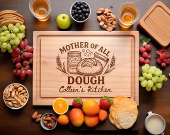 Tagliere per impasti "Madre di tutti" - Design inciso con pane e lievito madre, regalo personalizzato per la cucina o la casa dedicato alla panificazione con lievito madre.