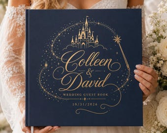 Personalized Enchanted Castle Wedding Guest Book, Custom Names and Date Guestbook, Magical Foil Hardcover Sign In Book, Fairytale Wedding