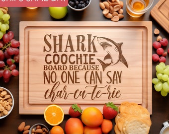 Tabla Shark Coochie, tabla de charcutería divertida, tabla de cortar de arce, tabla de queso personalizada, tabla de cortar de madera, regalos de cocina divertidos