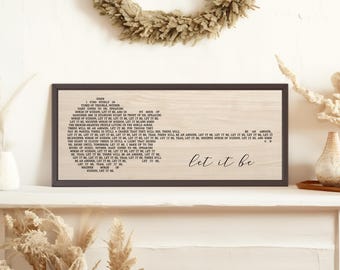 Lyric Wood Art, Guitar Lyrics, Let It Be Sign, Your Lyrics in a Guitar, Custom Lyric Wall Art, Song Lyrics Gift, Lyrics Print, Lyric Signs