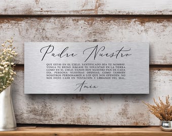 Impresión de oración del Padre Nuestro, letrero metálico de Padre Nuestro, Padre Nuestro en español, arte mural del Padre Nuestro en español, letrero con versículo bíblico, regalo católico