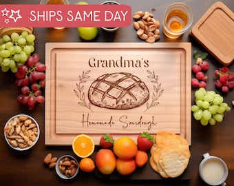 Personalized Gift for Grandma, Sourdough Engraved Cutting Board, Fresh Bread Cheese Board, Bread Board, Mother's Day Baking Gift for Her