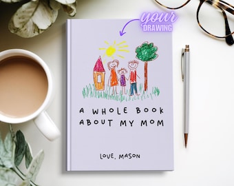 Personalized Notebook for Mom, Custom Drawing Journal, Unique Gift for Mother's Day, Appreciation Journal, Custom Artwork Gift from Kids