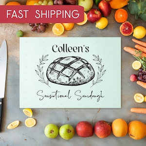 Tábua de corte de vidro de massa fermentada personalizada, decoração de cozinha personalizada para amantes de pão, presente para padeiros, presente de casamento exclusivo, acessórios de cozinha