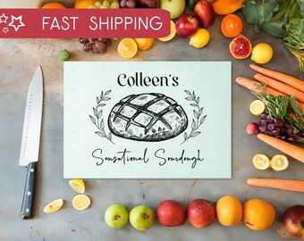 Tagliere in vetro personalizzato per pasta madre, decorazione da cucina personalizzata per gli amanti del pane, regalo per fornai, regalo di nozze unico, accessori da cucina