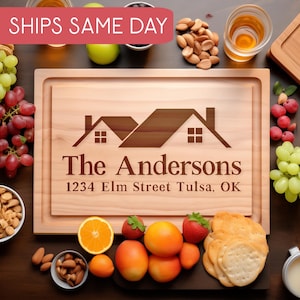 Housewarming Gifts, Personalized Cutting Board, Custom New Home Gift, First Home, Realtor Closing Gift, Home Sweet Home Decor, Closing Gift