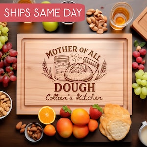 Mother of All Dough Cutting Board – Engraved Bread & Starter Design, Personalized Sourdough Baking Gift for Kitchen or Home