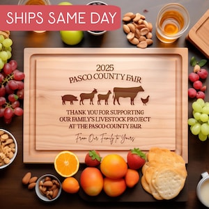 County Fair Family Gift, Livestock Buyer Thank You Board, 4H Animal Project Gift, Farm Animal Engraved Cutting Board, Custom Thank You