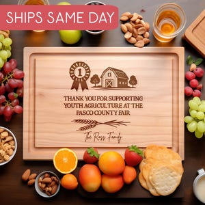 Thank You County Fair Gift, Livestock Buyer Cutting Board, Youth Agriculture Support Gift, Custom Engraved Farm Animal Board
