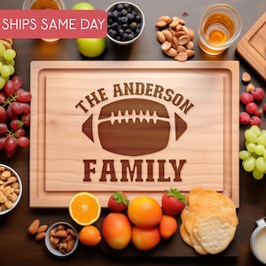 Personalized Football Cutting Board, Custom Football Cheese Board, Charcuterie Board, Maple Cutting Board, Wooden Cutting Board, Sport Gifts