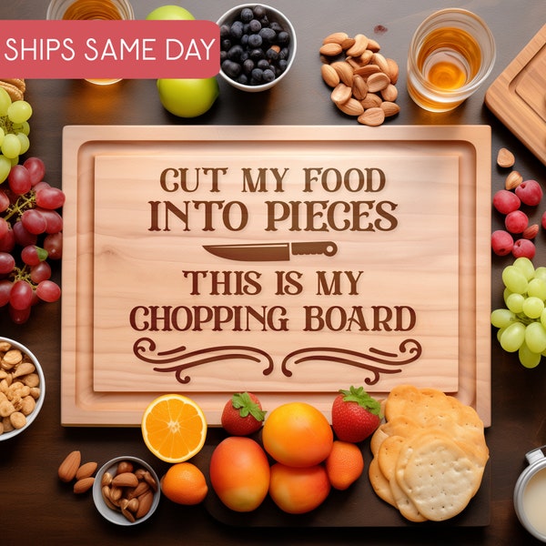 Cut My Food Into Pieces This is My Chopping Board, Funny Wooden Cutting Board, Engraved Charcuterie Board, Chopping Block, Parody Gifts